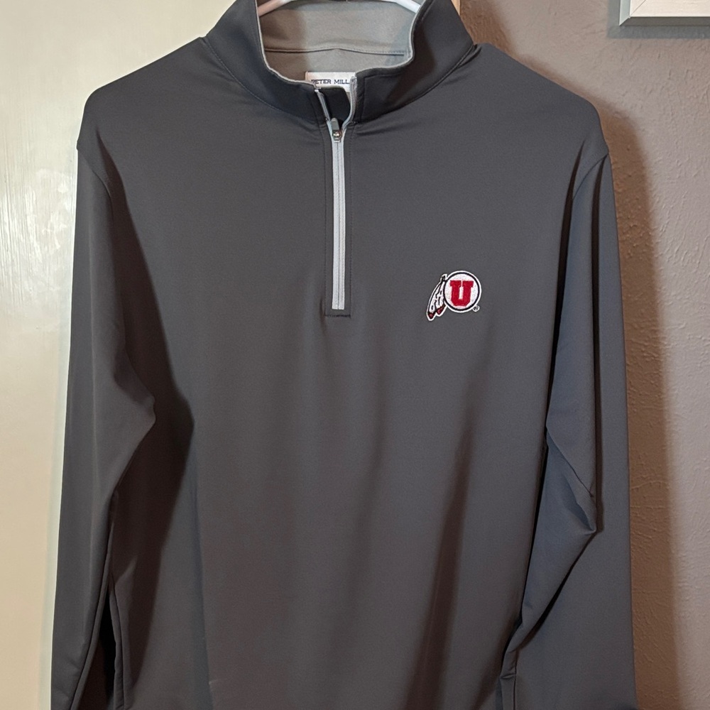 Peter Millar University of Utah Men's Gray Quarter-Zip Jacket